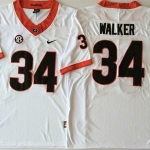 Georgia Bulldogs White #34 WALKER jersey