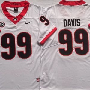 Georgia Bulldogs White #99 DAVIS jersey