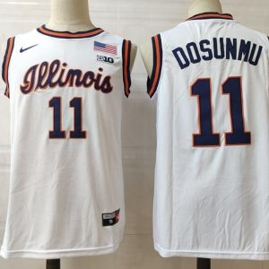 Illinois Fighting Illini #11 Dosunmu  White jersey