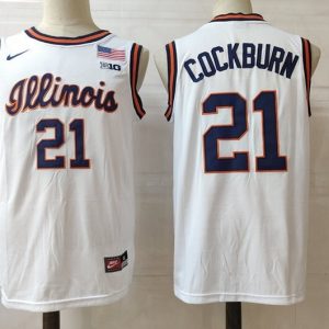 Illinois Fighting Illini #21 Cockburn  White jersey