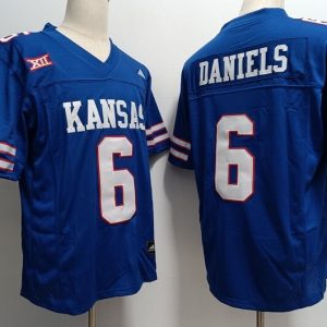 Kansas Jayhawks #6 Jalon Daniels Blue jersey