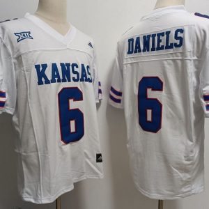 Kansas Jayhawks #6 Jalon Daniels White jersey