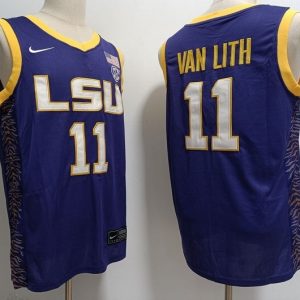 LSU Tigers #11 Basketball Men's Clothing Van lith Purple jersey