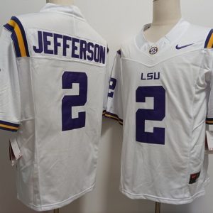 LSU Tigers #2 Justin Jefferson White jersey