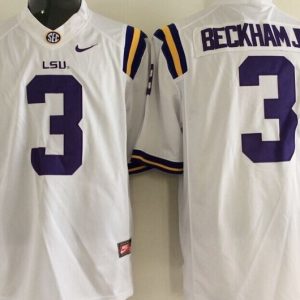 LSU Tigers #3 Beckham jr White jersey