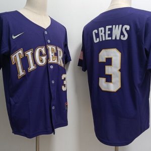 LSU Tigers #3 Dylan Crews Purple jersey