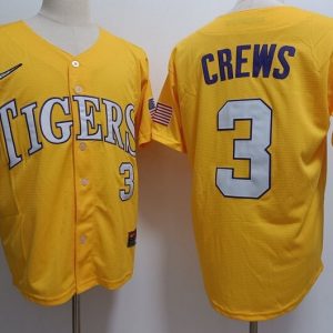 LSU Tigers #3 Dylan Crews  Yellow jersey