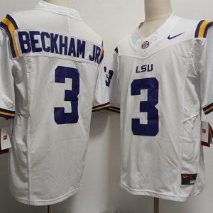 LSU Tigers #3 Odell Beckham Jr White jersey