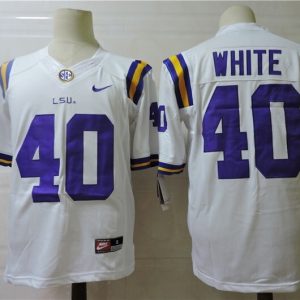 LSU Tigers #40 WHITE White jersey