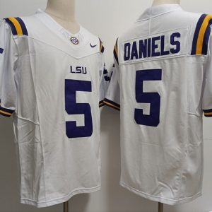 LSU Tigers #5 Jayden Daniels White jersey
