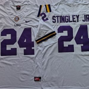 LSU Tigers White #24 STINGLEY JR jersey