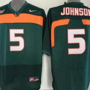 Miami Hurricanes#5 Johnson Green jersey