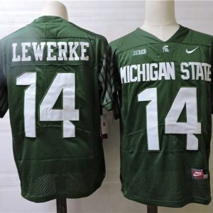 Michigan State Spartans #14 Lewerke Green jersey