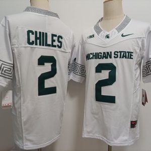 Michigan State Spartans #2 Aidan Chiles White jersey