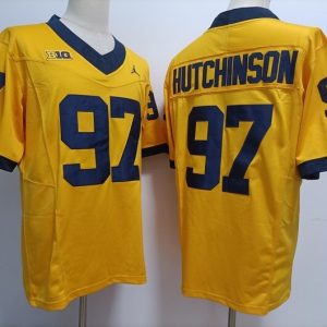 Michigan Wolverines #97 Aidan Hutchinson Gold jersey