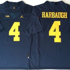 Michigan Wolverines Blue #4 HARBAUGH jersey