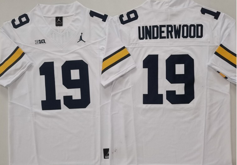 Michigan Wolverines White #19 UNDERWOOD jersey