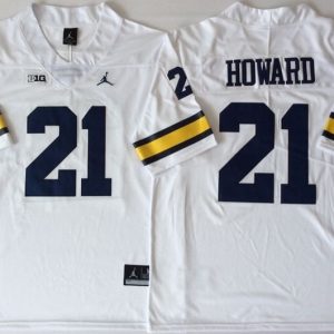 Michigan Wolverines White #21 HOWARD jersey