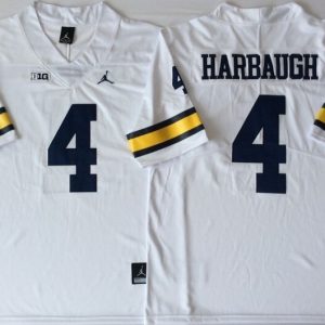 Michigan Wolverines White #4 HARBAUGH jersey