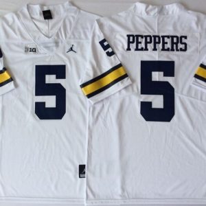 Michigan Wolverines White #5 PEPPERS jersey