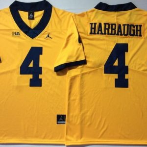 Michigan Wolverines YELLOW #4 HARBAUGH jersey