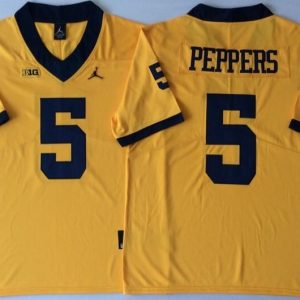 Michigan Wolverines YELLOW #5 PEPPERS jersey