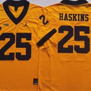 Michigan Wolverines Yellow #25 HASKINS jersey