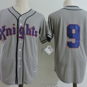 Movie Jerseys #9 ROY HOBBS NEW YORK KNIGHTS THE NATURAL MOVIE Baseball Jersey Gray jersey