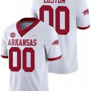 NCAA CUSTOM ARKANSAS RAZORBACKS White #00 jersey