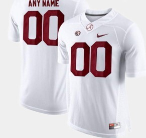 NCAA CUSTOM Alabama Crimson Tide White #00 jersey