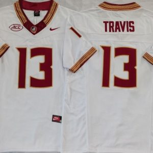NCAA CUSTOM Florida State Seminoles White #13 Travis jersey