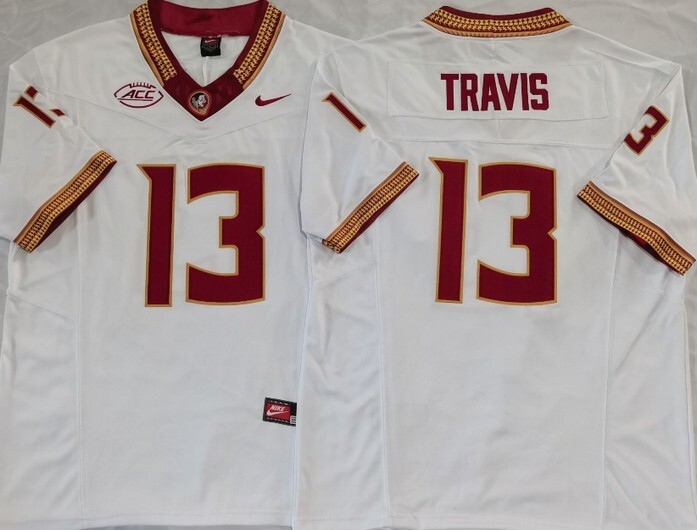 NCAA CUSTOM Florida State Seminoles White #13 Travis jersey