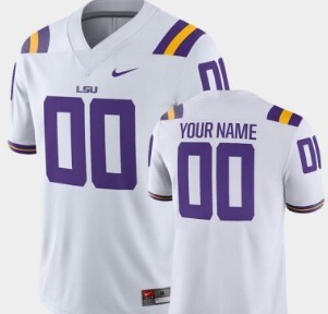 NCAA CUSTOM LSU Tigers White #00 jersey