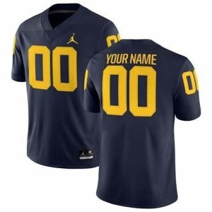 NCAA CUSTOM Michigan Wolverines Blue#00 jersey