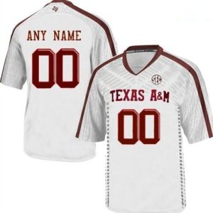 NCAA CUSTOM Texas A&M Aggies White #00 jersey