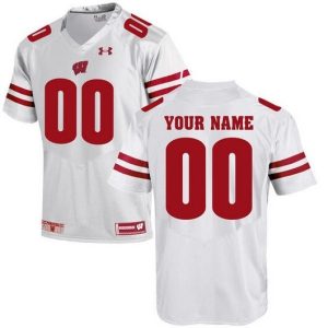 NCAA CUSTOM Wisconsin Badgers White #00 jersey