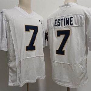 Norte Dame Fighting Irish #7 Audric Estime White (2) jersey