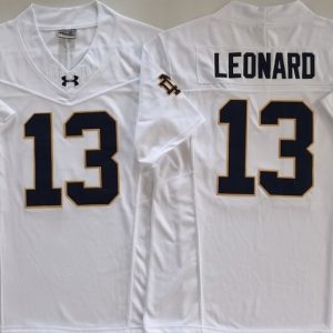 Norte Dame Fighting Irish White #13 LEONARD jersey