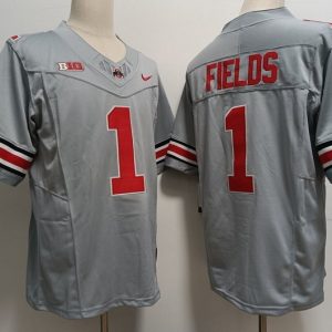 Ohio State Buckeyes 1 Justin Fields Gray jersey
