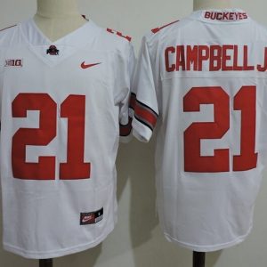 Ohio State Buckeyes #21 Campbell JR White jersey