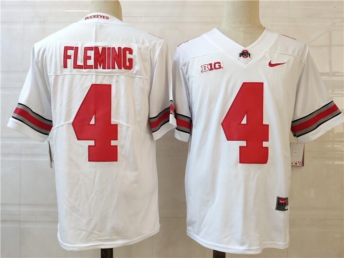 Ohio State Buckeyes #4 Fleming White jersey
