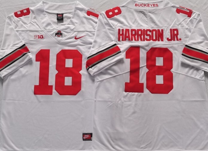 Ohio State Buckeyes White #18 HARRISON JR._1 jersey