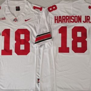 Ohio State Buckeyes White #18 HARRISON JR jersey