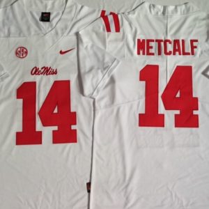 Ole Miss Rebels White #14 METCALF jersey