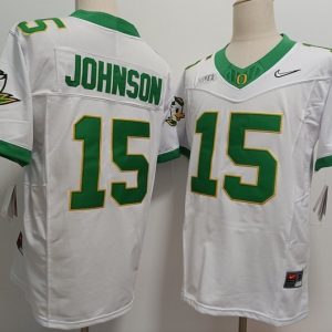 Oregon Ducks #15 Tez Johnson White reverse jersey