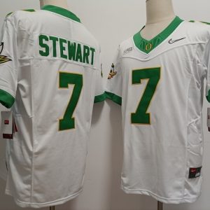 Oregon Ducks #7 Evan Stewart White reverse jersey