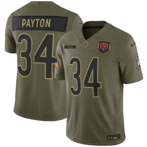 Men's Chicago Bears #34 Walter Payton Olive 2025 F.U.S.E. Salute to Service Limited Jersey