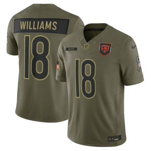 Men's Chicago Bears #18 Caleb Williams Olive 2025 F.U.S.E. Salute to Service Limited  Jersey