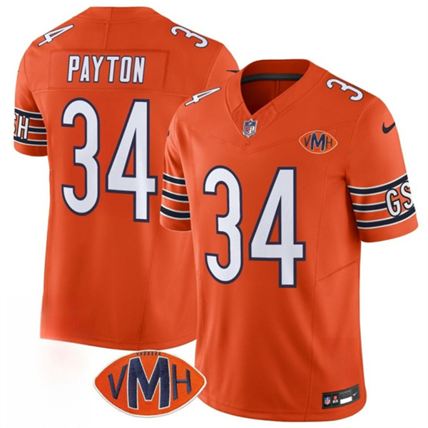 Men's Chicago Bears #34 Walter Payton Orange 2025 F.U.S.E. With VMH Patch Vapor Limited Jersey