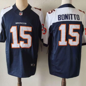 Men's Denver Broncos #15 Nik Bonitto Blue 2024 F.U.S.E. Vapor Limited Stitched Football Jersey